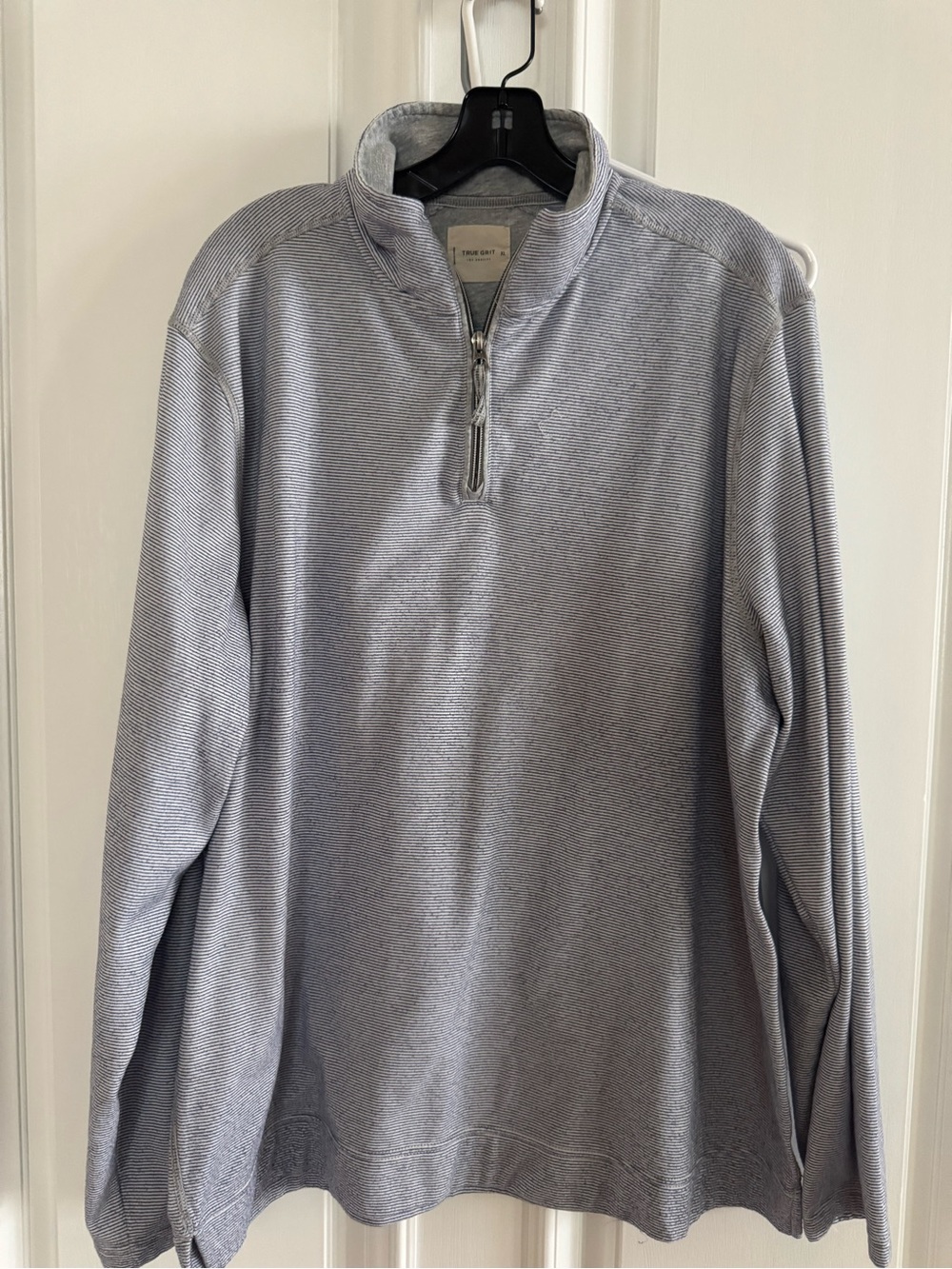 True Grit Men's Light Blue Stripe Half-Zip Pullover Sweater